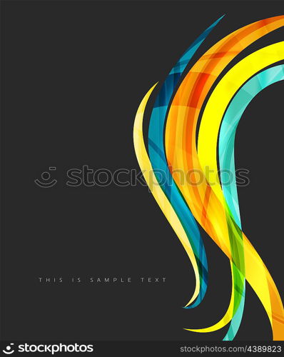 Colorful stripes wave composition, business template - geometric abstract background, swirl colorful lines - color curve stripes and lines in motion concept and with light and shadow effects. Presentation banner and business card message design template