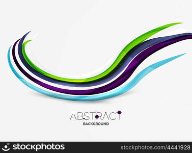 Colorful stripes wave composition, business template - geometric abstract background, swirl colorful lines - color curve stripes and lines in motion concept and with light and shadow effects. Presentation banner and business card message design template