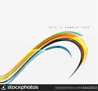 Colorful stripes wave composition, business template - geometric abstract background, swirl colorful lines - color curve stripes and lines in motion concept and with light and shadow effects. Presentation banner and business card message design template