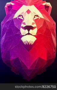 Colorful strong lion 3d illustrated