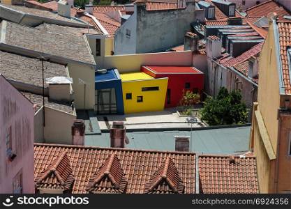 Colorful Structure among Roofs and Buildings in Lisbona, Portugal