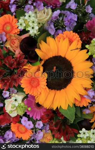 Colorful summer bouquet, mixed flowers in bright colors