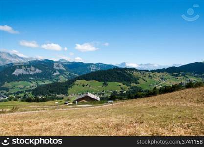 Colorful summer landscape in French Alps vacation travel