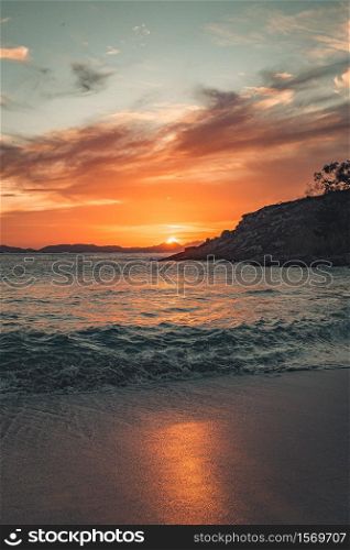 Colorful sunrise in the beach