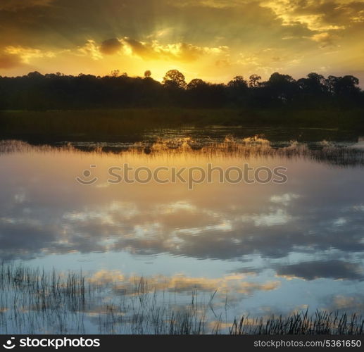 Colorful Sunset Over A Lake