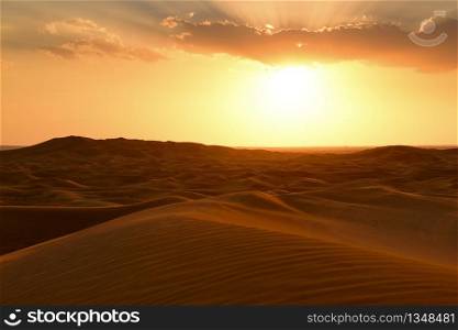 Colorful Sunset over Desert at Hatta,Dubai,United Arab Emirates
