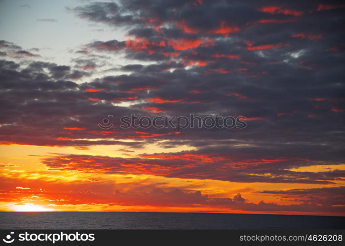 colorful sunset over the evening ocean. sunset over the evening ocean