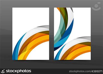 Colorful swirl design annual report cover template. Brochure, flyer template layout, leaflet abstract background, A4 size page