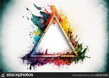 Colorful triangle arts of abstract frame. Concept of watercolor painting on geometry. Finest generative AI.. Colorful triangle arts of abstract frame concept of watercolor painting.