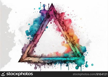 Colorful triangle arts of abstract frame. Concept of watercolor painting on geometry. Finest generative AI.. Colorful triangle arts of abstract frame concept of watercolor painting.