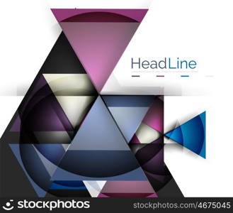 Colorful triangles on white background. Colorful triangles on white background. Modern geometric banner template with copyspace