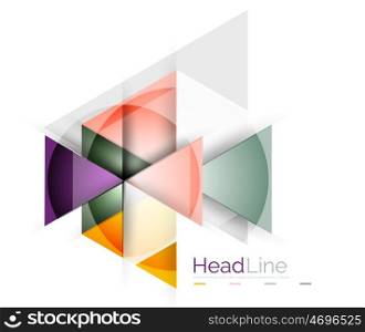 Colorful triangles on white background. Colorful triangles on white background. Modern geometric banner template with copyspace
