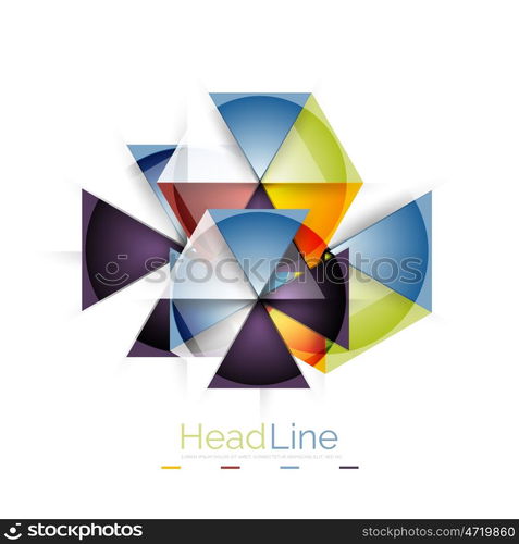 Colorful triangles on white background. Colorful triangles on white background. Modern geometric banner template with copyspace