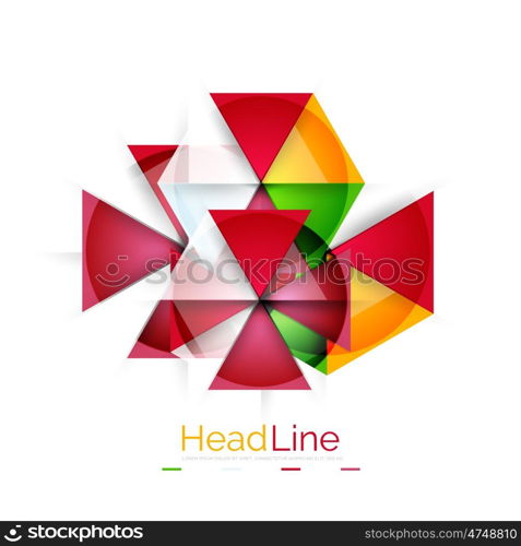 Colorful triangles on white background. Colorful triangles on white background. Modern geometric banner template with copyspace