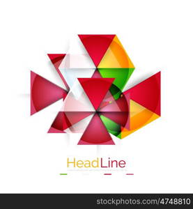 Colorful triangles on white background. Colorful triangles on white background. Modern geometric banner template with copyspace