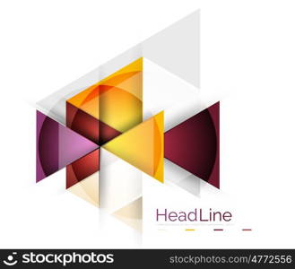 Colorful triangles on white background. Colorful triangles on white background. Modern geometric banner template with copyspace