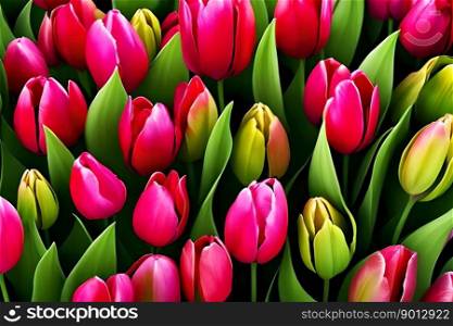 Colorful tulip flowers. Generative AI