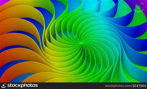 Colorful twirl curved shape. Circle on rainbow background, 3d ab. Colorful twirl curved shape. Circle on rainbow background, 3d abstract swirly illustration. Colorful twirl curved shape. Circle on rainbow background, 3d abstract swirly illustration