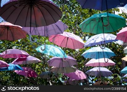 colorful umbrella background colorful umbrellas in the garden