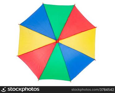 colorful umbrella, isolated on white, top view