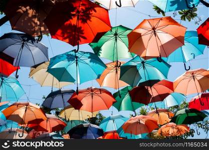 Colorful umbrella pattern background
