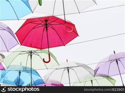 Colorful umbrellas decoration in the city