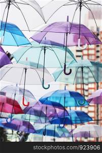 Colorful umbrellas decoration in the city