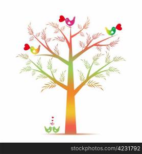 Colorful valentine tree isolated on white background