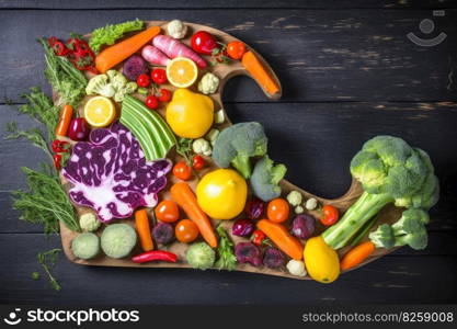 Colorful vegetables in shape of a steak created with generative AI technology