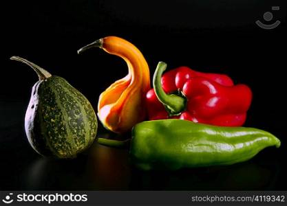 Colorful vegetables still over black