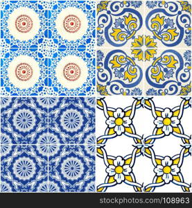 Colorful vintage ceramic tiles wall decoration.