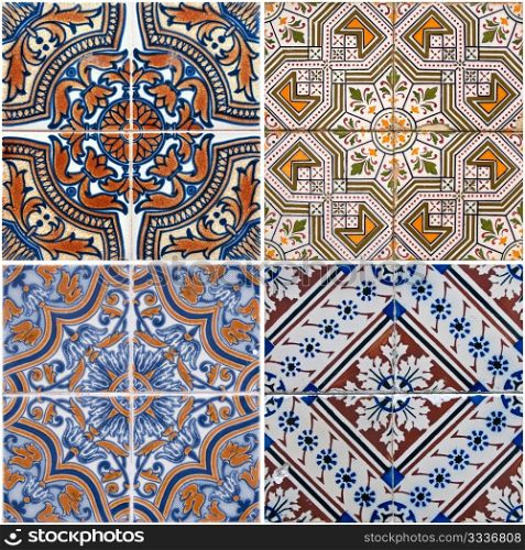 Colorful vintage ceramic tiles wall decoration.