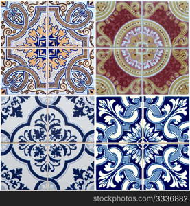 Colorful vintage ceramic tiles wall decoration.