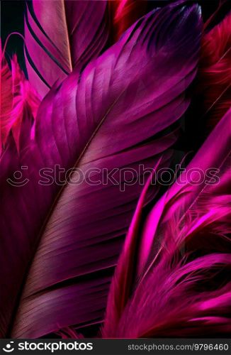 Colorful vintage feather organic background, viva magenta lines, illustration. Colorful vintage organic bacground