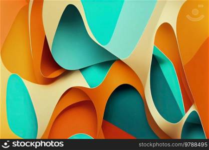 Colorful vintage organic background, teal and orange lines. Colorful vintage organic bacground