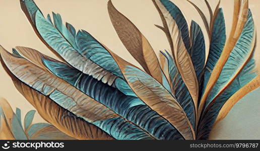 Colorful vintage organic background with tropical leaves. Colorful vintage organic bacground