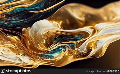 Colorful vintage paint background, teal and metalic golden swirls. Colorful vintage organic bacground
