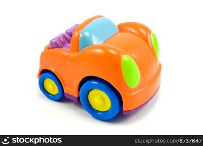 colorful vivid plastic car on a white background