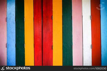 Colorful wall woodentexture background / Rainbow colors painted old wall