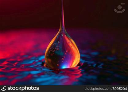 Colorful water drop. Macro drop. Generate Ai. Colorful water drop. Generate Ai