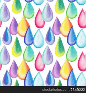 Colorful watercolor drops isolated on white background. Watercolor drops seamless pattern
