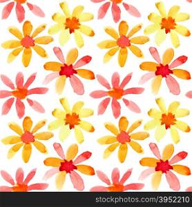 Colorful watercolor flowers - seamless pattern