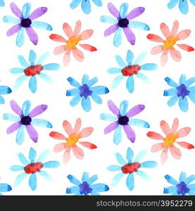 Colorful watercolor flowers seamless pattern