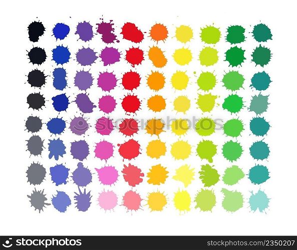 Colorful watercolor splashes isolated on white background. Art illustration. Colorful watercolor splashes set