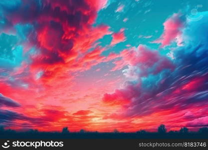 colorful watercolor sunset sky Generative AI.