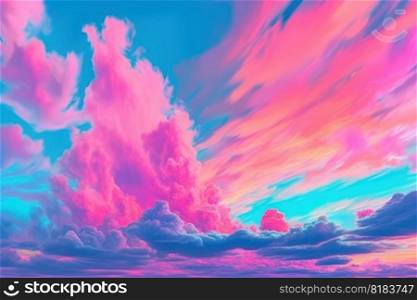 colorful watercolor sunset sky Generative AI.