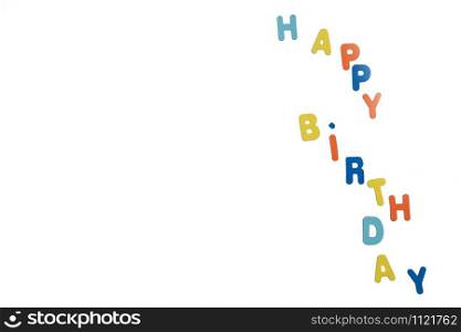 Colorful word Happy Birthday isolated on white background, Various colors space for text concept party. Colorful word Happy Birthday isolated on white background, Various colors space for text