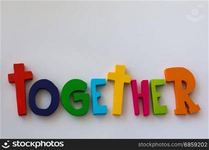 Colorful Words Together: Text Message on White Background