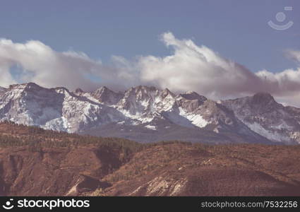 Colorful yellow autumn in Colorado, United States. Fall season.