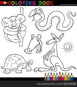 Coloring Book or Page Cartoon Illustration of Funny Wild Animals for Children